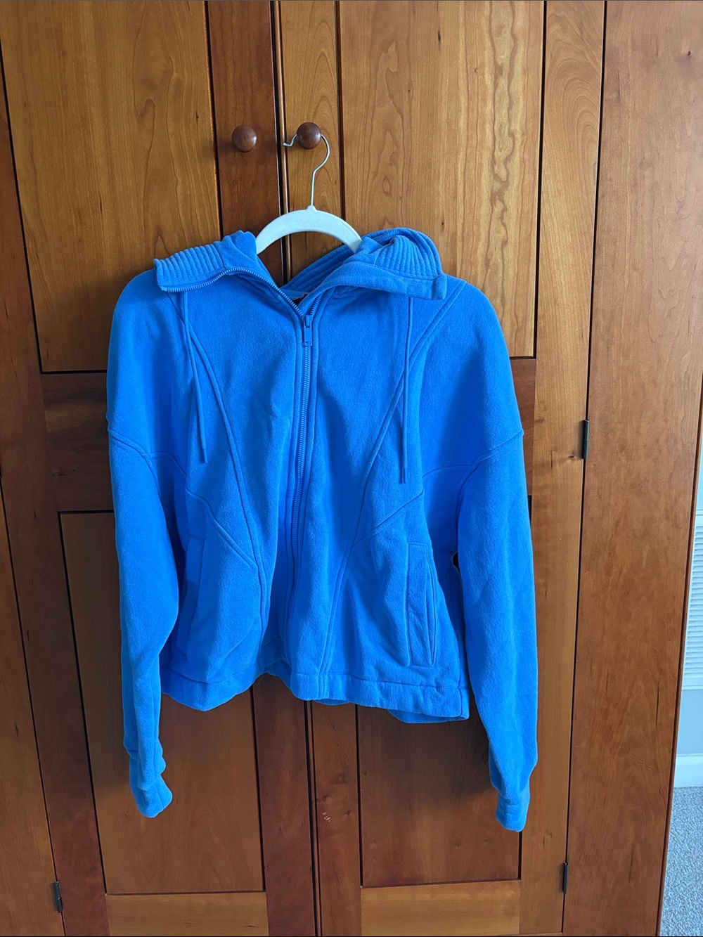 Women’s SPANX Blue Zip-Up Hooded Fleece Jacket